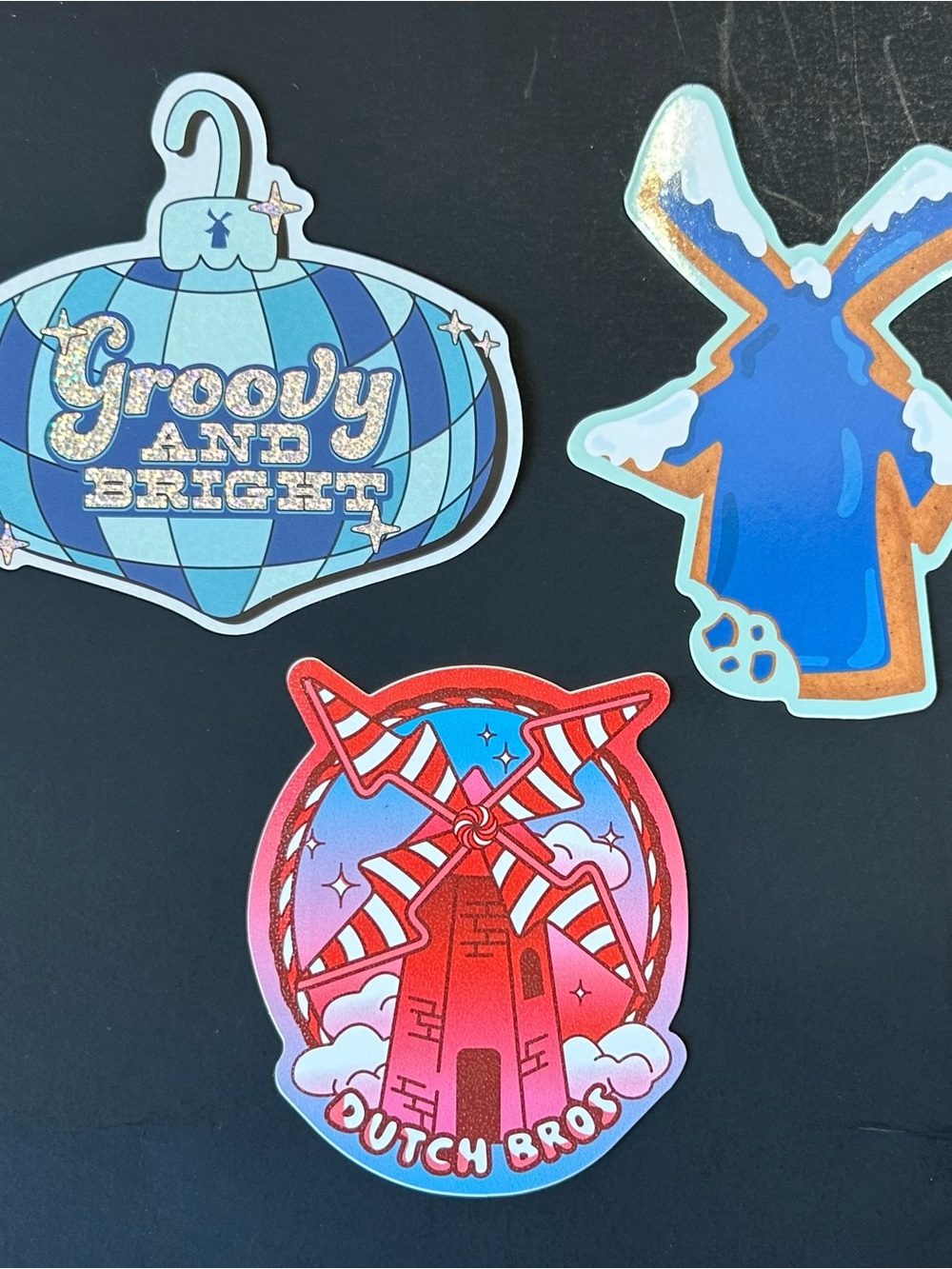 Dutch Bros Blue and Red Windmill Holiday Sticker Pack